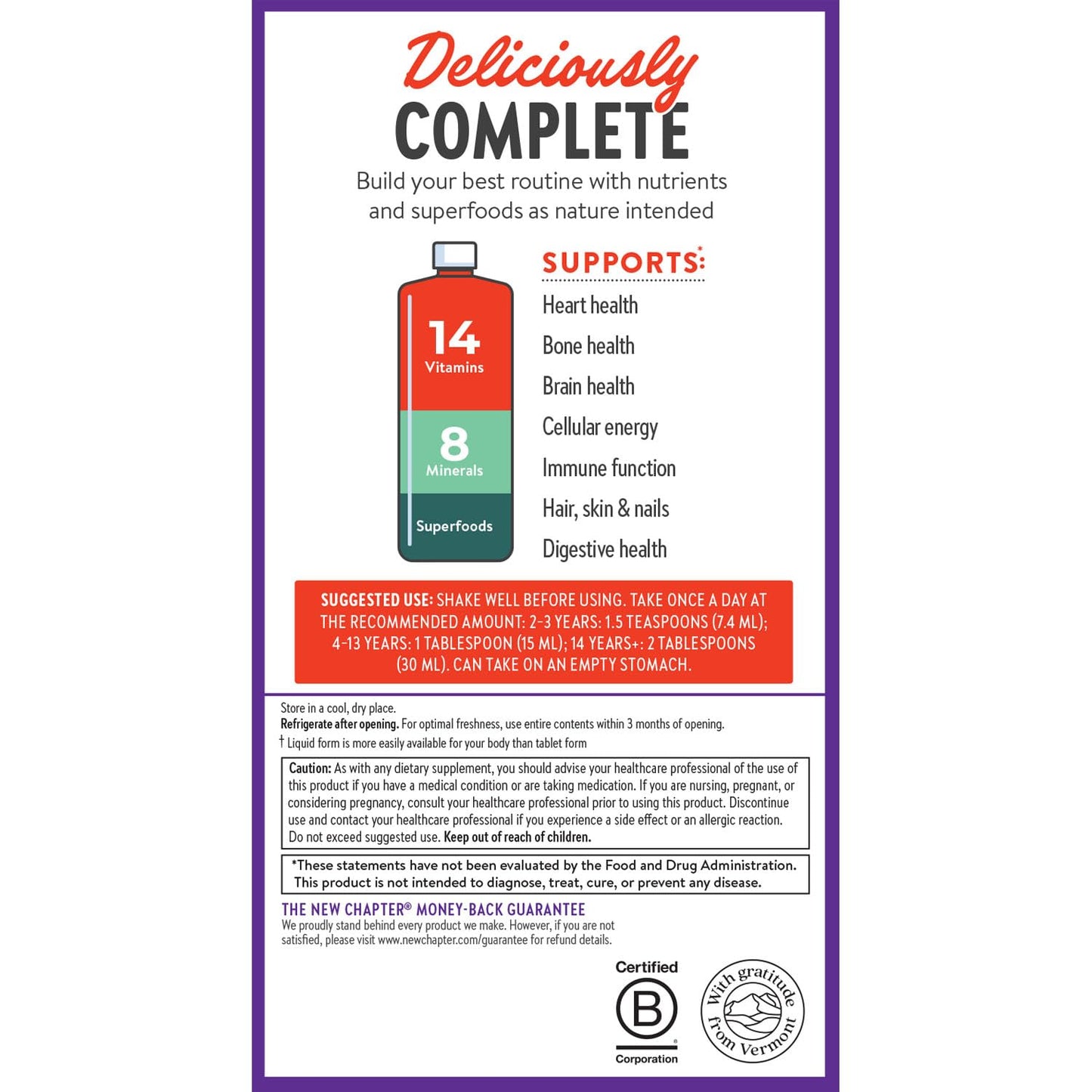 New Chapter Liquid Multivitamin + Mineral Supplement for Whole-Body Benefits, 100% Delicious Multivitamin for Adults, Teens & Kids 2+, Ready to Absorb Faster, Mixed Berry Flavored, 30 oz