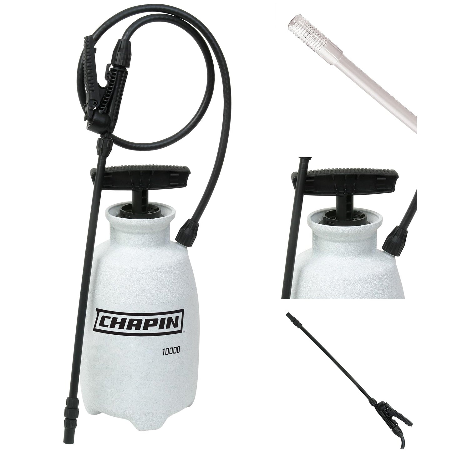 Chapin 20004 Pump Sprayer, 1-Gallon SureSpray Translucent Tank with an Easy Fill Funnel-Top Opening, Adjustable Cone Nozzle & 34" Long Reach Hose, Used for Fertilizer, Pesticides, Weeds & Pests | Durable lightweight tank; ideal for weed control, plant car