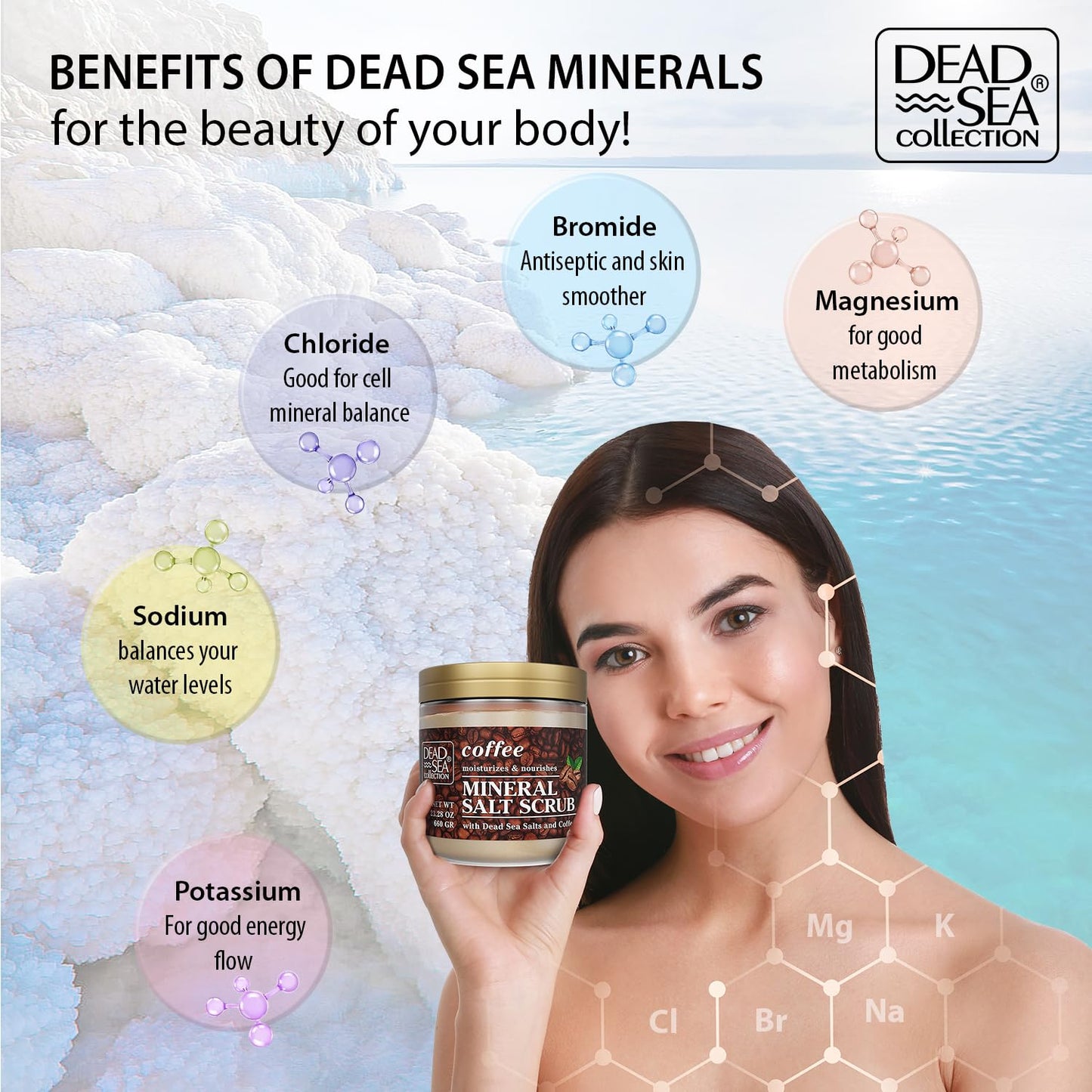 Dead Sea Collection Almond Vanilla Salt Scrub – Exfoliating Body Scrub for Women – Moisturizing and Nourishing Skin – with Pure Oils and Dead Sea Minerals (23.28 Oz)