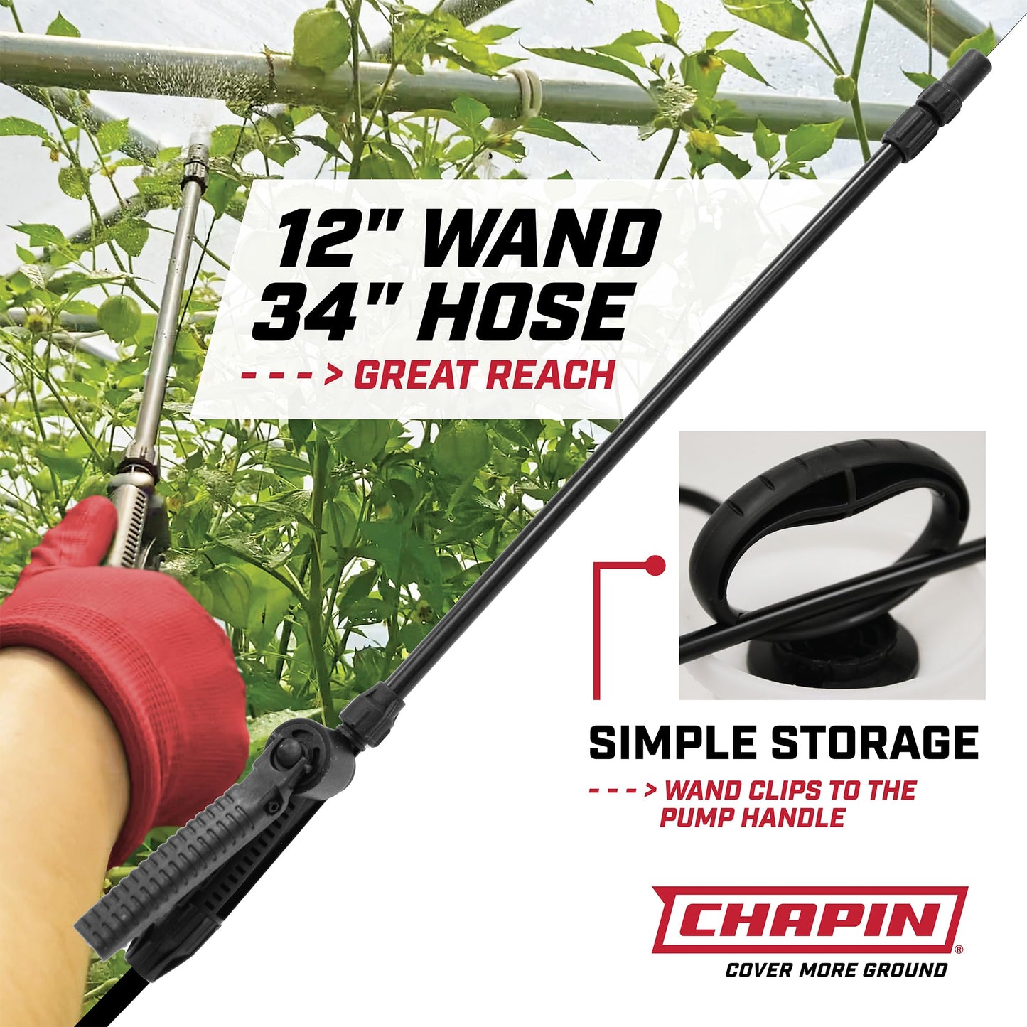 Chapin 20004 Pump Sprayer, 1-Gallon SureSpray Translucent Tank with an Easy Fill Funnel-Top Opening, Adjustable Cone Nozzle & 34" Long Reach Hose, Used for Fertilizer, Pesticides, Weeds & Pests | Durable lightweight tank; ideal for weed control, plant car