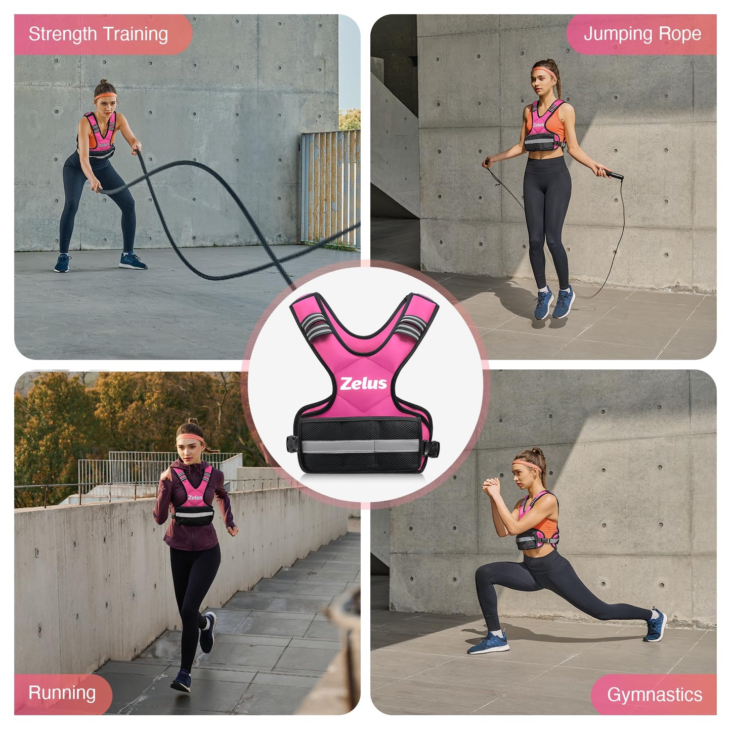 ZELUS Weighted Vest for Men and Women | 4-10lb/11-20lb/20-32lb Vest with 6 Ironsand Weights for Home Workouts | Adjustable Body Weight Vest Exercise Set for Cardio and Strength Training