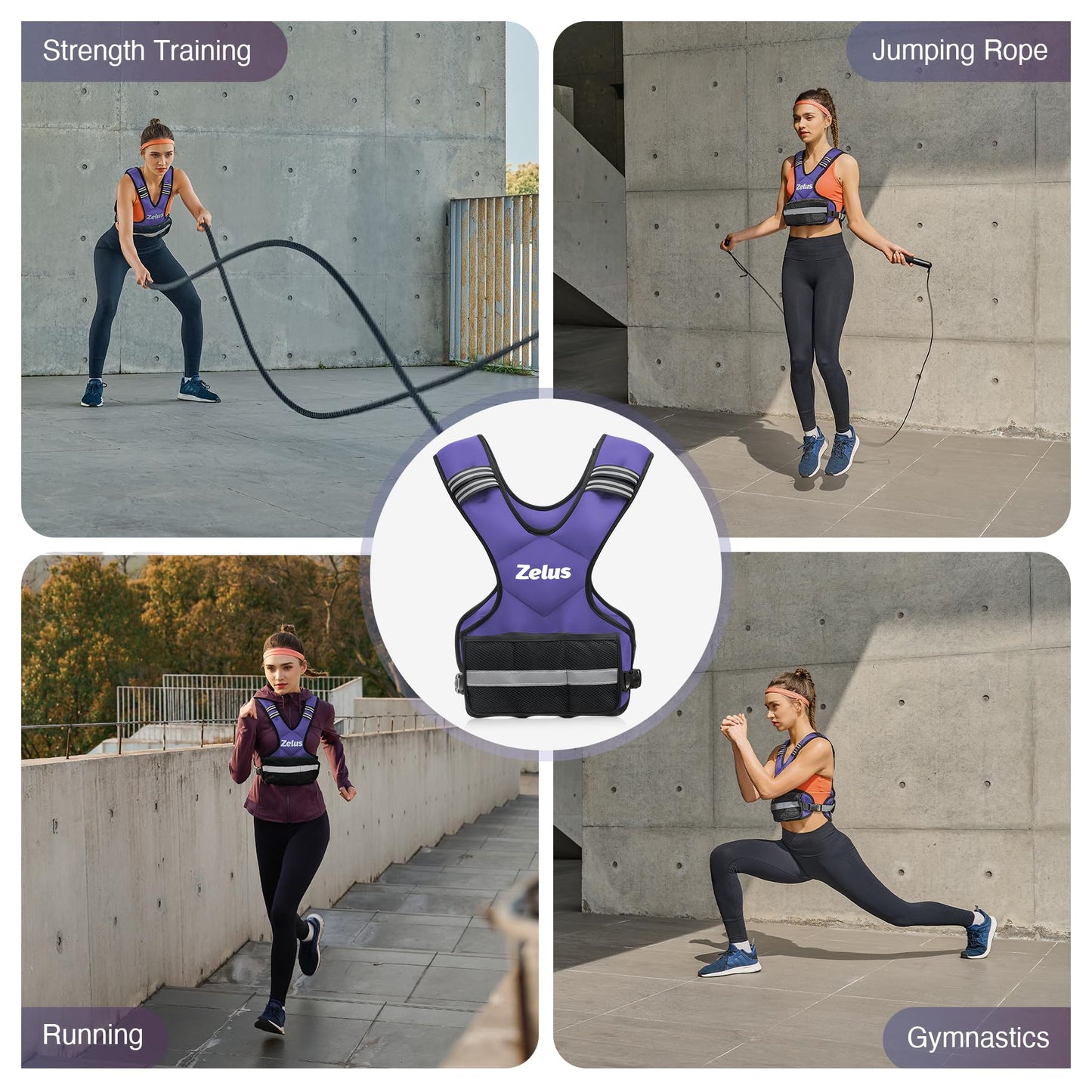 ZELUS Weighted Vest for Men and Women | 4-10lb/11-20lb/20-32lb Vest with 6 Ironsand Weights for Home Workouts | Adjustable Body Weight Vest Exercise Set for Cardio and Strength Training