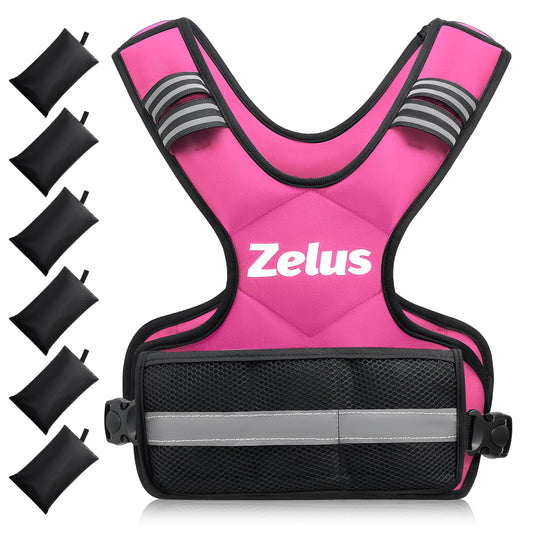 ZELUS Weighted Vest for Men and Women | 4-10lb/11-20lb/20-32lb Vest with 6 Ironsand Weights for Home Workouts | Adjustable Body Weight Vest Exercise Set for Cardio and Strength Training