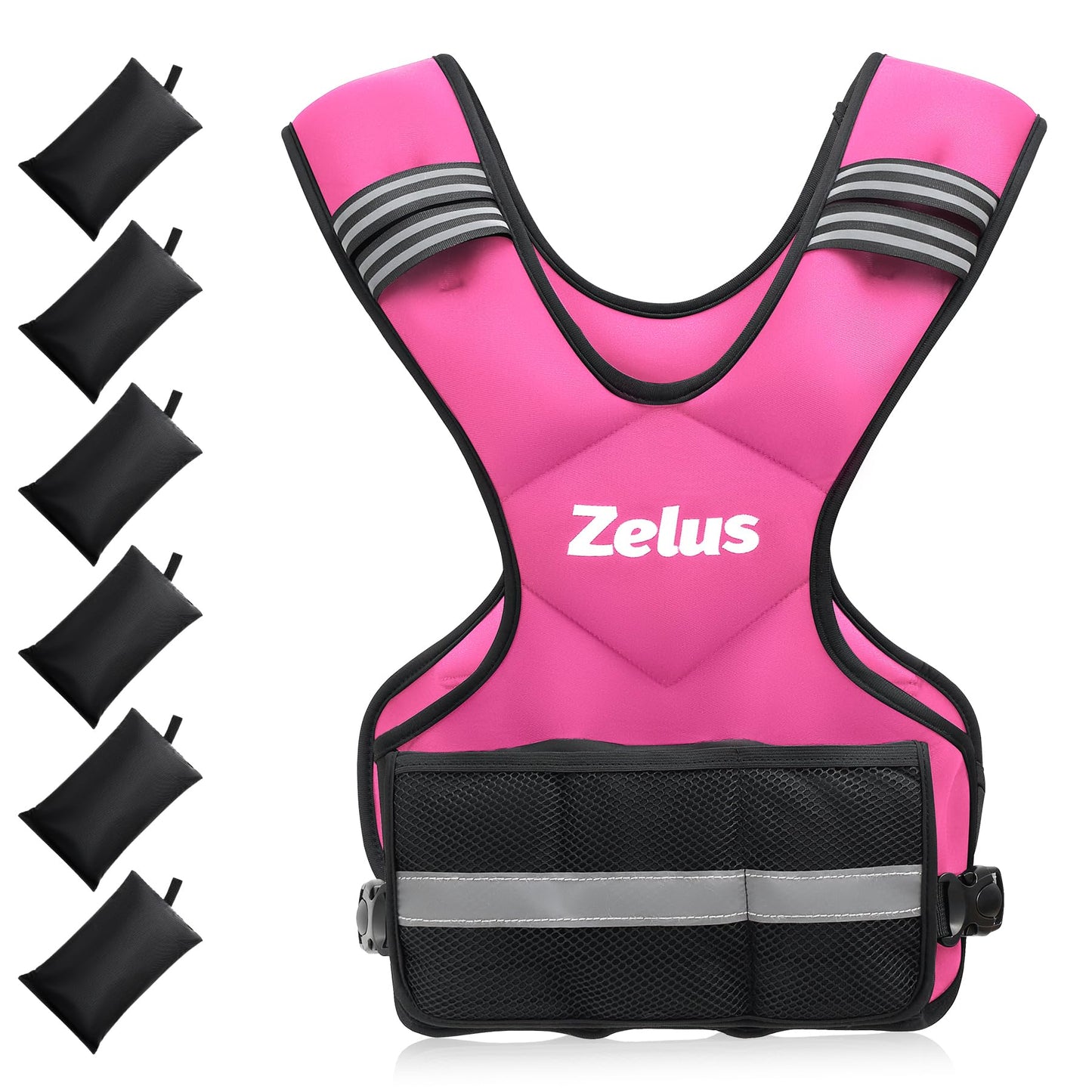 ZELUS Weighted Vest for Men and Women | 4-10lb/11-20lb/20-32lb Vest with 6 Ironsand Weights for Home Workouts | Adjustable Body Weight Vest Exercise Set for Cardio and Strength Training
