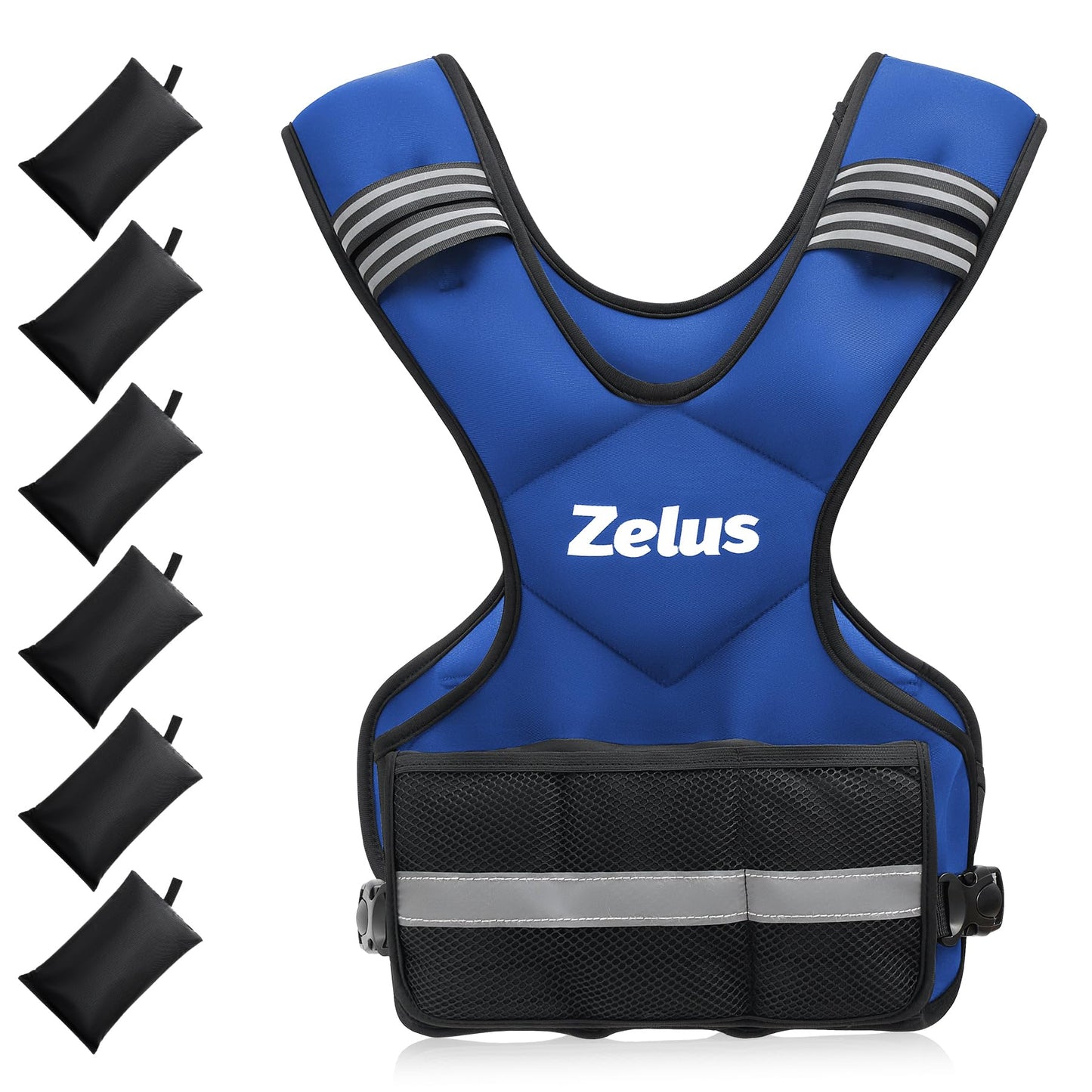 ZELUS Weighted Vest for Men and Women | 4-10lb/11-20lb/20-32lb Vest with 6 Ironsand Weights for Home Workouts | Adjustable Body Weight Vest Exercise Set for Cardio and Strength Training