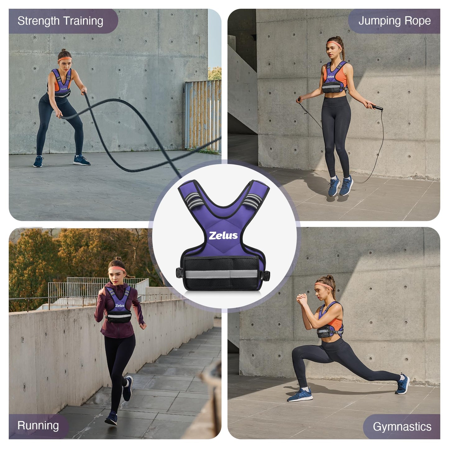 ZELUS Weighted Vest for Men and Women | 4-10lb/11-20lb/20-32lb Vest with 6 Ironsand Weights for Home Workouts | Adjustable Body Weight Vest Exercise Set for Cardio and Strength Training