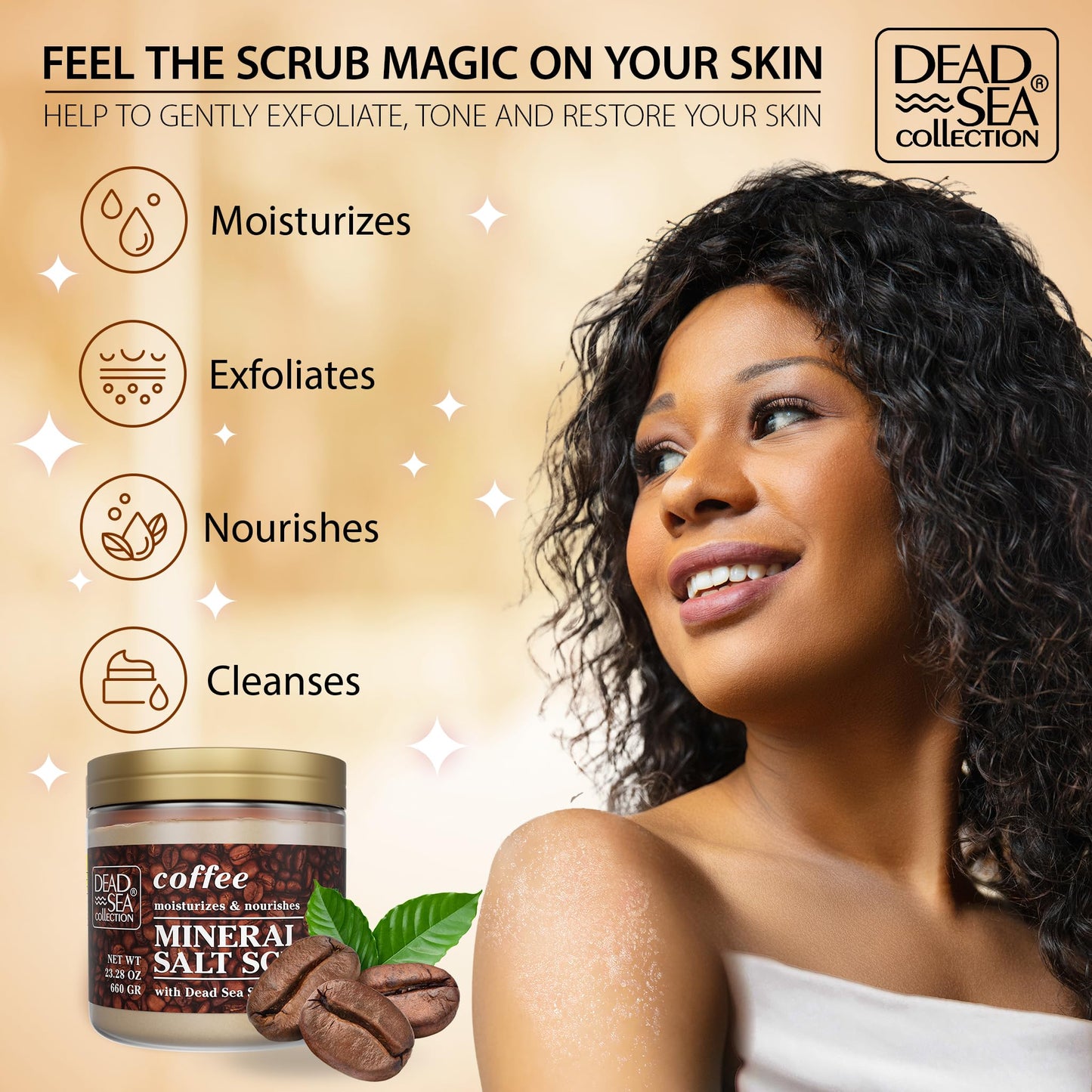 Dead Sea Collection Almond Vanilla Salt Scrub – Exfoliating Body Scrub for Women – Moisturizing and Nourishing Skin – with Pure Oils and Dead Sea Minerals (23.28 Oz)