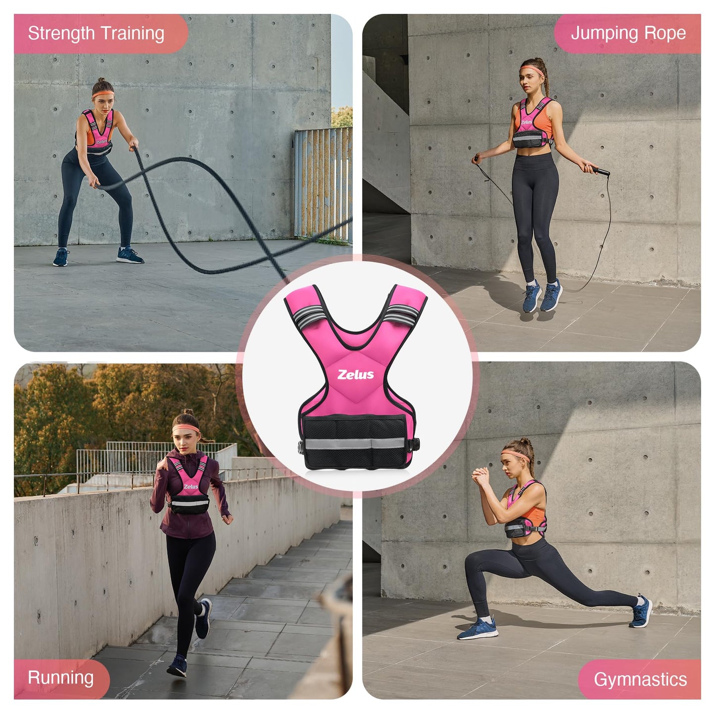 ZELUS Weighted Vest for Men and Women | 4-10lb/11-20lb/20-32lb Vest with 6 Ironsand Weights for Home Workouts | Adjustable Body Weight Vest Exercise Set for Cardio and Strength Training