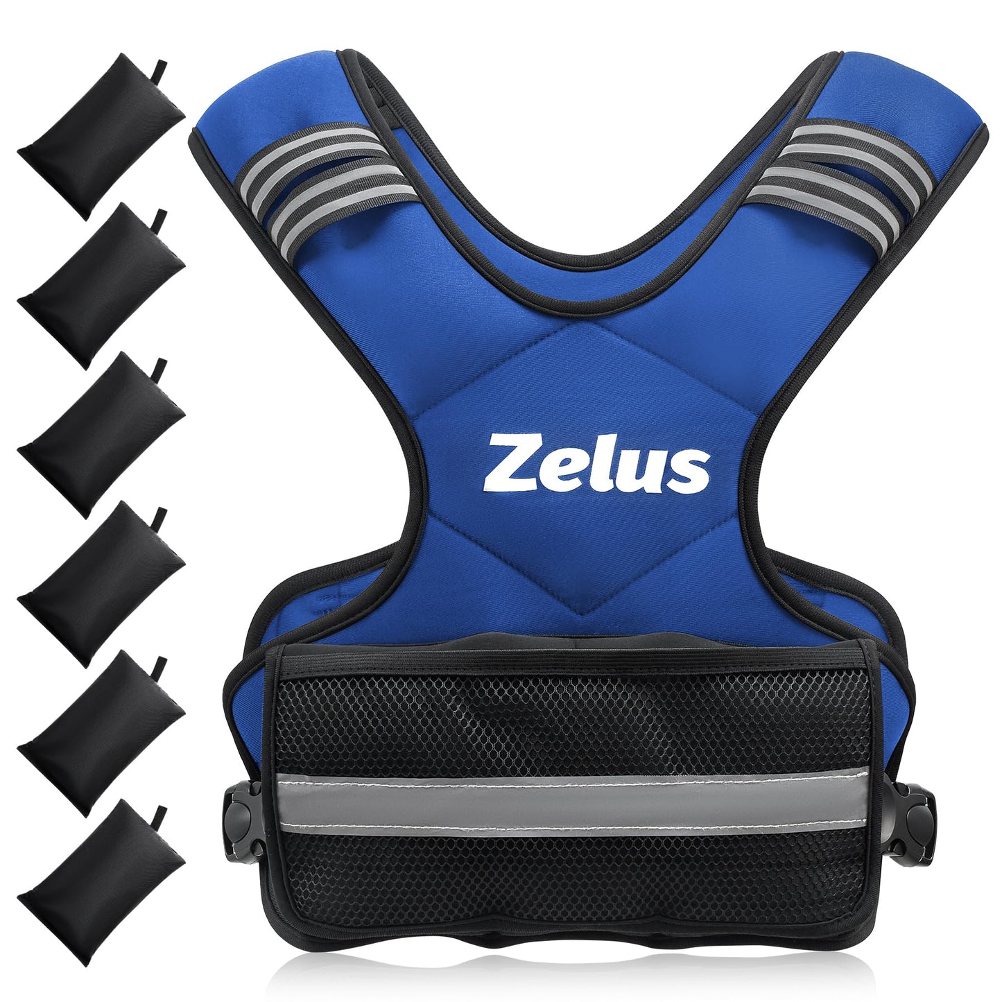 ZELUS Weighted Vest for Men and Women | 4-10lb/11-20lb/20-32lb Vest with 6 Ironsand Weights for Home Workouts | Adjustable Body Weight Vest Exercise Set for Cardio and Strength Training