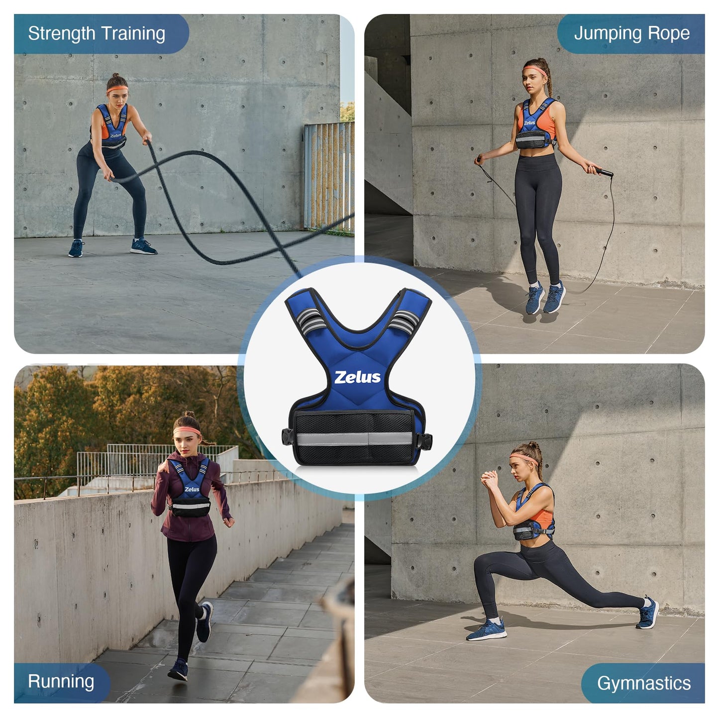 ZELUS Weighted Vest for Men and Women | 4-10lb/11-20lb/20-32lb Vest with 6 Ironsand Weights for Home Workouts | Adjustable Body Weight Vest Exercise Set for Cardio and Strength Training